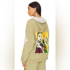 BOYS LIE Don’t Say It Darling Harley Zip Up Oversized Waffle Hoodie Olive Gren